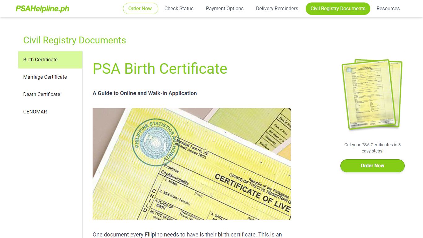 PSA Online Birth Certificate Delivery | PSAHelpline.ph